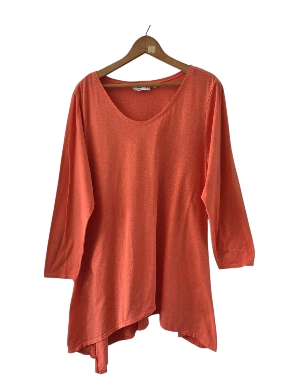 Habitat Clothes To Live In Peach Orange Pullover Top Lagenlook Asymmetrical L